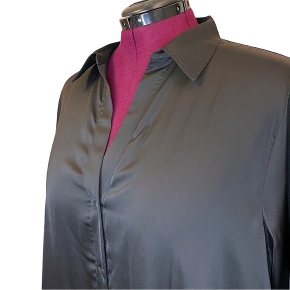 H&M V-Neck Black Satin Sexy Blouse (NWT) - Picture 5 of 12